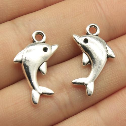 Zinc Alloy Animal Pendants, Dolphin, antique silver color plated, DIY [