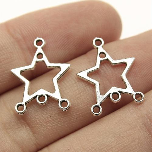 Zinc Alloy Charm Connector, Star, antique silver color plated, DIY & 1/3 loop 