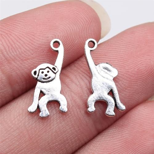 Zinc Alloy Animal Pendants, Monkey, antique silver color plated, DIY 