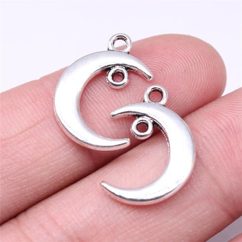 Zinc Alloy Charm Connector, Moon, antique silver color plated, DIY & 1/1 loop 