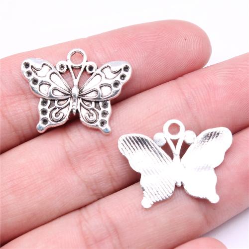 Zinc Alloy Animal Pendants, Butterfly, antique silver color plated, DIY 