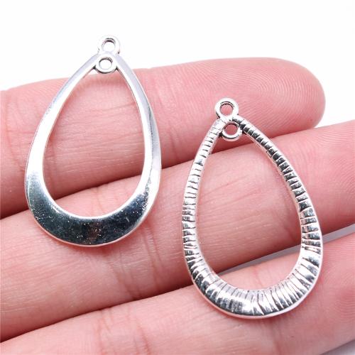 Zinc Alloy Charm Connector, Teardrop, antique silver color plated, DIY & 1/1 loop 