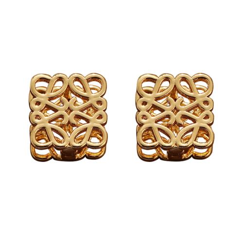 Brass Lever Back Earring, Geometrical Pattern, gold color plated, for woman & hollow, 14mm 