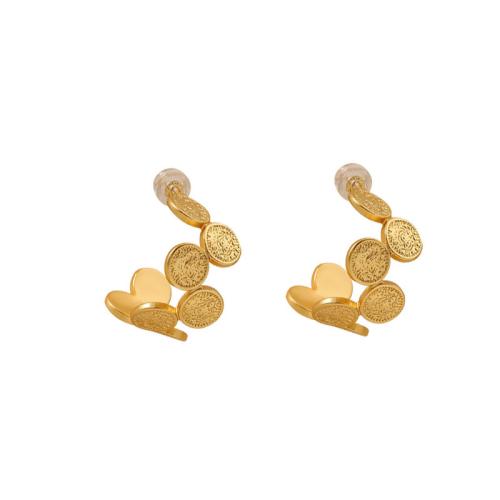 Brass Stud Earring, Money, gold color plated, fashion jewelry & for woman [