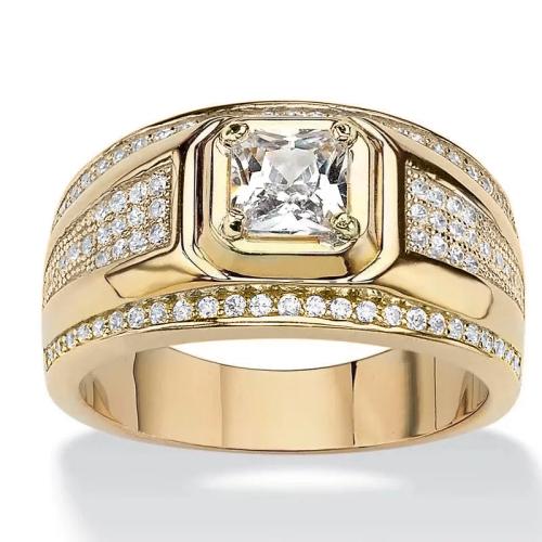 Cubic Zirconia Micro Pave Brass Finger Ring, Unisex & micro pave cubic zirconia, golden 