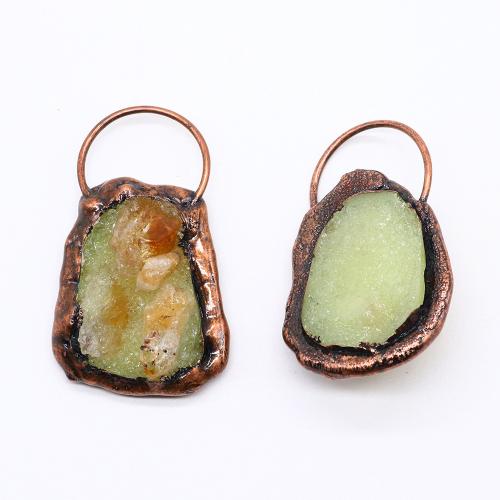 Natural Quartz Pendants, Zinc Alloy, with Quartz, antique copper color plated, DIY x60- 