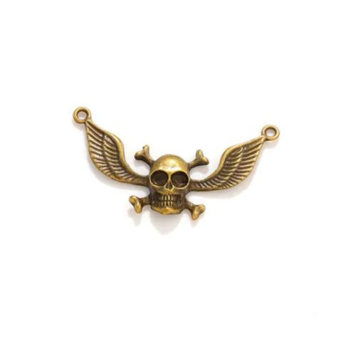 Zinc Alloy Charm Connector, Skull, antique bronze color plated, DIY & 1/1 loop Approx 