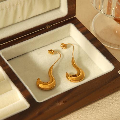 Stainless Steel Drop Earring, 304 Stainless Steel, gold color plated, for woman 