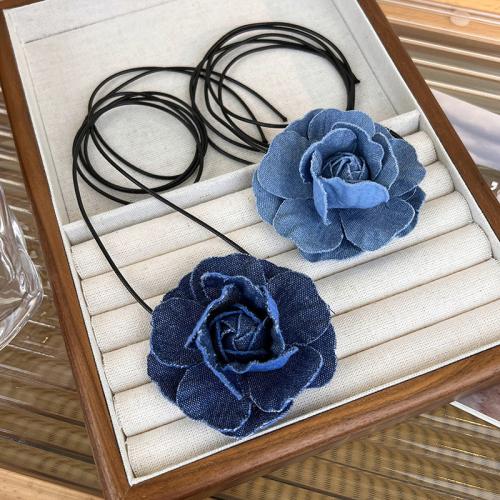 Mode Collier Choker, Denim, avec corde de cire, fait à la main, bijoux de mode & normes différentes pour le choix & pour femme, plus de couleurs à choisir, Vendu par PC