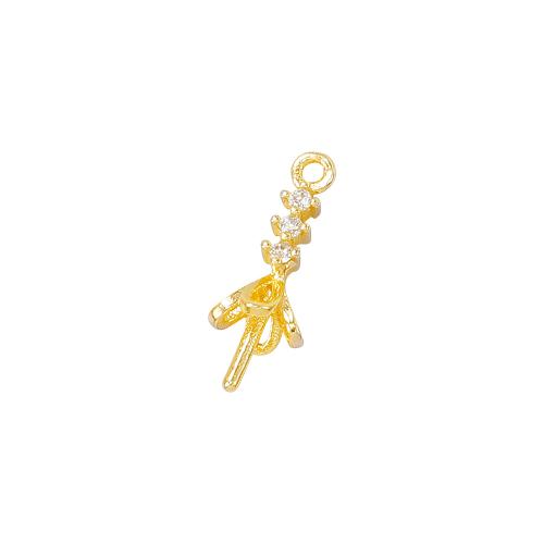 Brass Peg Bail, real gold plated, DIY & micro pave cubic zirconia, golden 