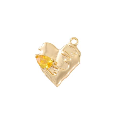 Cubic Zirconia Brass Pendants, Heart, real gold plated, DIY & micro pave cubic zirconia 