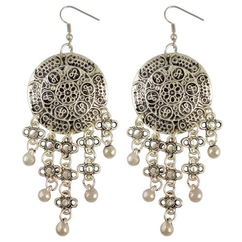 Zinc Alloy Drop Earring, plated, folk style & for woman, silver color 