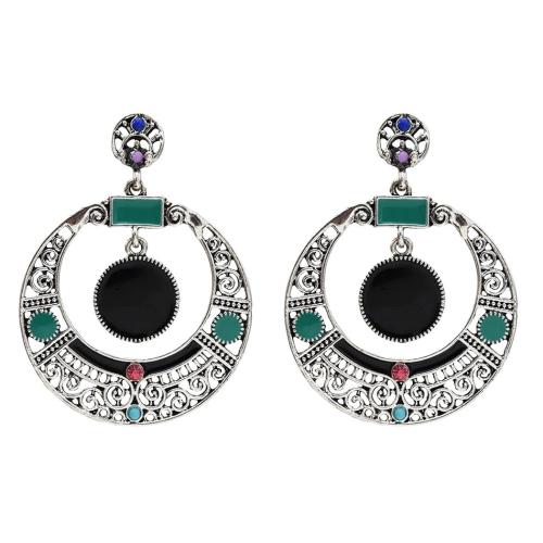 Zinc Alloy Rhinestone Drop Earring, folk style & for woman & with rhinestone [