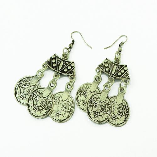 Zinc Alloy Drop Earring, plated, vintage & for woman, silver color, 65mm 