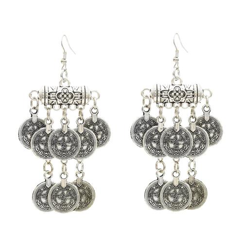 Zinc Alloy Drop Earring, plated, folk style & for woman, silver color 