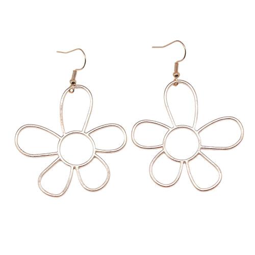 Zinc Alloy Drop Earring, Flower, plated, DIY & hollow 