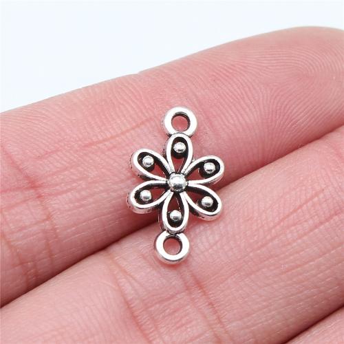 Flower Zinc Alloy Connector, antique silver color plated, DIY & 1/1 loop 