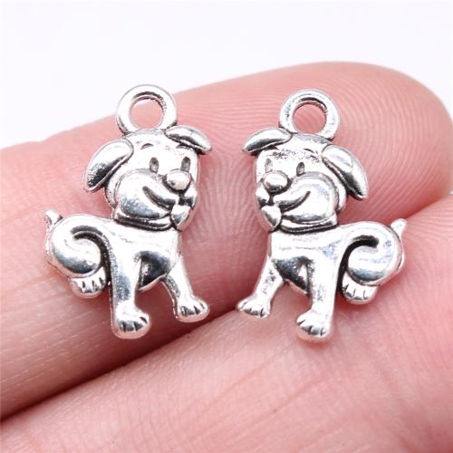 Pendentifs animaux en alliage de zinc, chien, Plaqué de couleur d'argent, DIY Vendu par PC