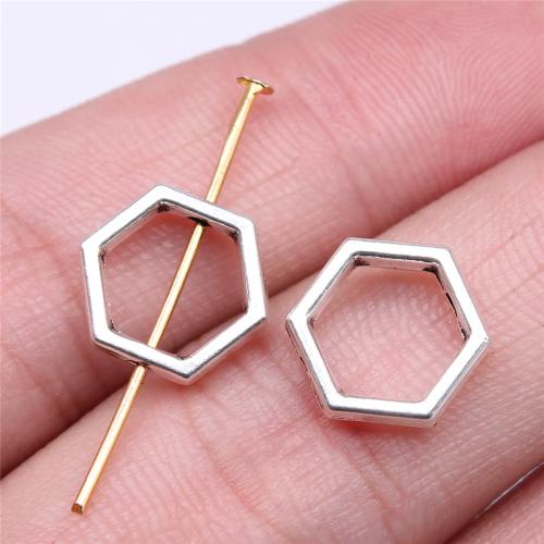 Zinc Alloy Jewelry Beads, Hexagon, antique silver color plated, DIY [