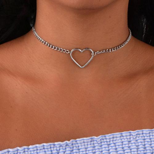 Mode Collier Choker, alliage de zinc, avec 10cm chaînes de rallonge, bijoux de mode & pour femme, argent Environ 30 cm, Vendu par PC