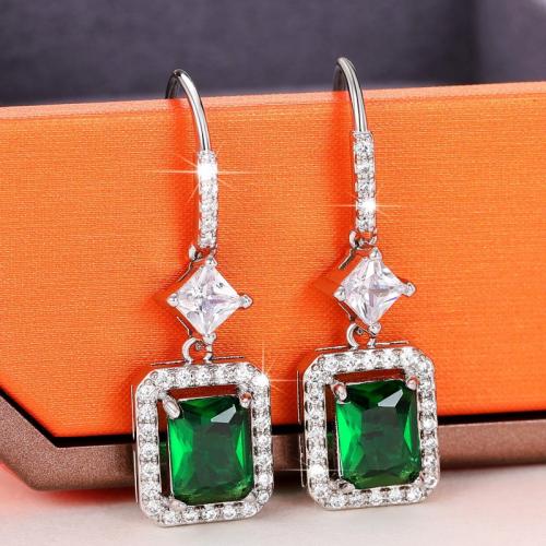 Cubic Zirconia Micro Pave Brass Earring, fashion jewelry & micro pave cubic zirconia & for woman 