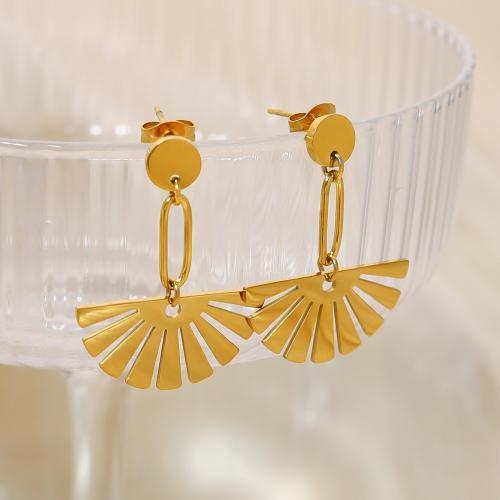 Stainless Steel Drop Earring, 304 Stainless Steel, 18K gold plated, fashion jewelry & for woman, golden 