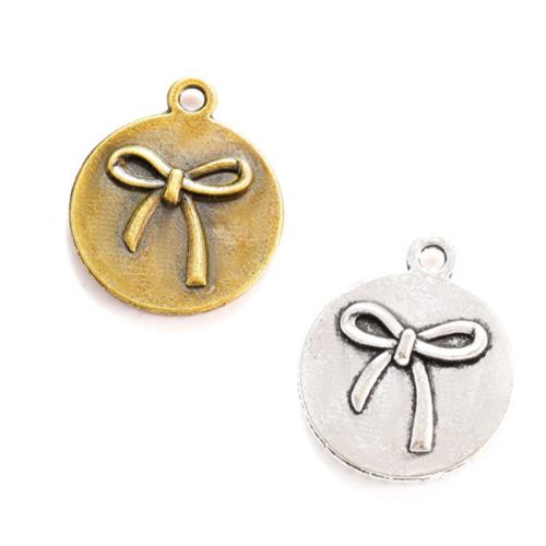 Zinc Alloy Bowkont Pendants, Flat Round, plated, DIY Approx [