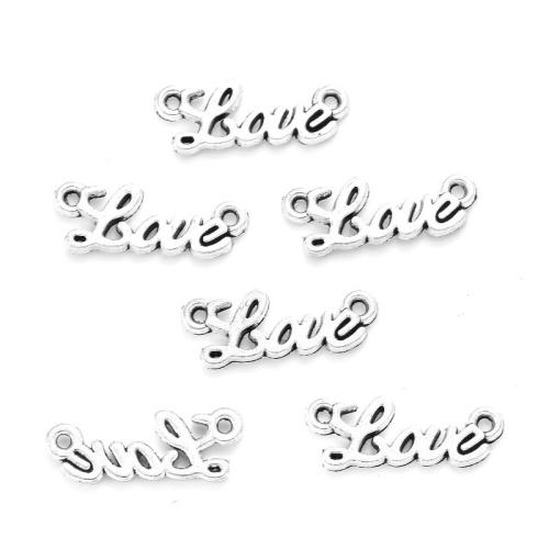 Buchstabe Zinkkegierung Schmuckverbinder, Zinklegierung, Alphabet-Buchstabe, plattiert, DIY & 1/1-Schleife, keine, 20x8mm, ca. 100PCs/Tasche, verkauft von Tasche