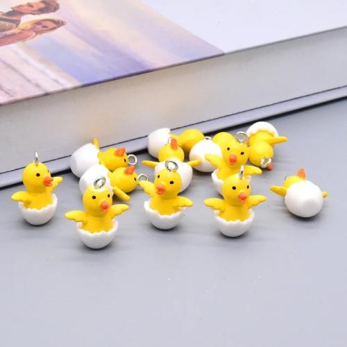 Animal Resin Pendant, Duck, epoxy gel, cute & DIY, yellow 