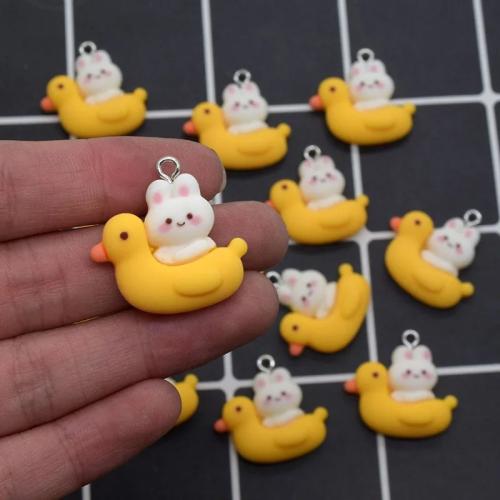 Animal Resin Pendant, Rabbit, epoxy gel, cute & DIY, yellow [