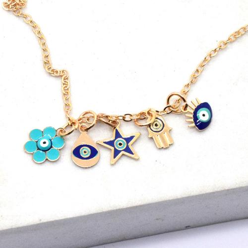 Zinc Alloy Evil Eye Pendant, gold color plated, DIY & evil eye pattern & enamel 