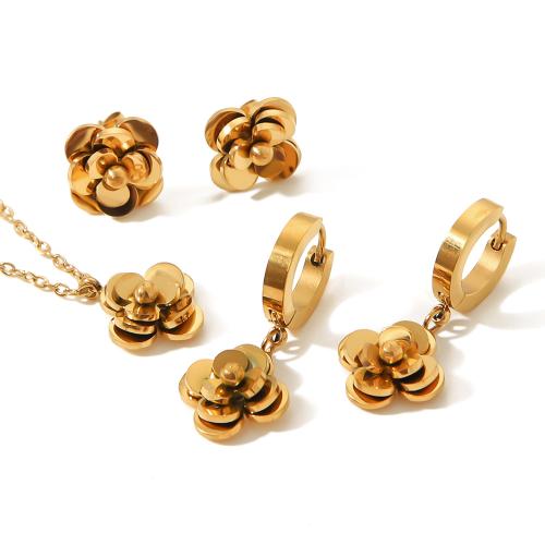 Fashion Stainless Steel Jewelry Sets, 304 Stainless Steel, gold color plated, fashion jewelry golden 