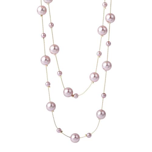 Collier de perles en plastique, alliage de zinc, avec perle de plastique, Double couche & bijoux de mode & pour femme, plus de couleurs à choisir cm, Vendu par PC