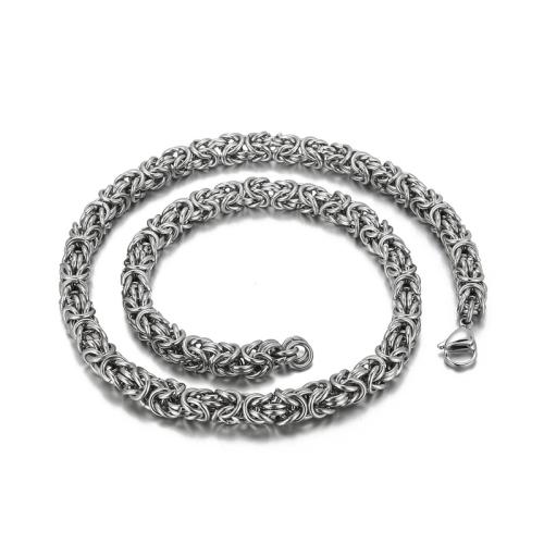 Titanium Steel Chain Necklace, woven, fashion jewelry  original color 