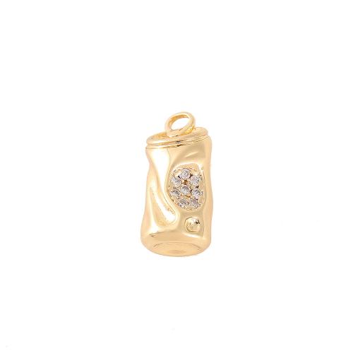 Cubic Zirconia Micro Pave Brass Pendant, real gold plated, DIY & micro pave cubic zirconia, golden [