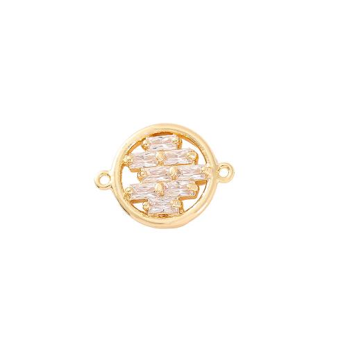 Cubic Zirconia Micro Pave Brass Connector, real gold plated, DIY & micro pave cubic zirconia, golden 