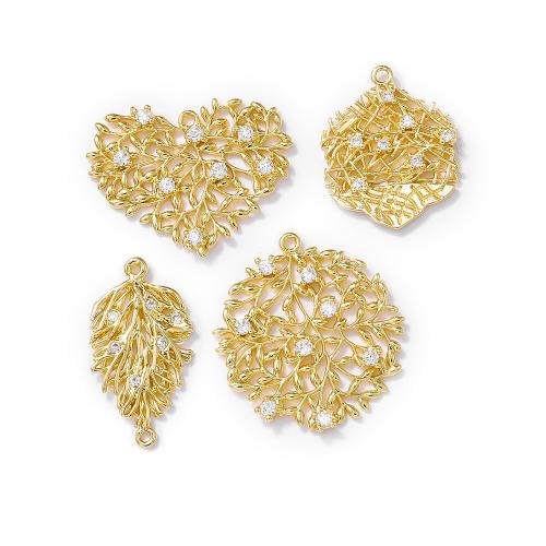 Cubic Zirconia Micro Pave Brass Pendant, real gold plated, DIY & micro pave cubic zirconia, golden [