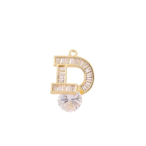 Cubic Zirconia Micro Pave Brass Pendant, real gold plated, DIY & micro pave cubic zirconia, golden [