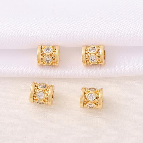 Brass Spacer Beads, real gold plated, DIY & micro pave cubic zirconia, golden [