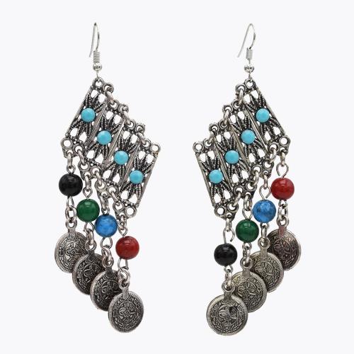 Zinc Alloy Drop Earring, with Acrylic, plated, vintage & for woman, silver color 