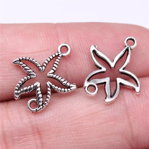 Zinc Alloy Charm Connector, Starfish, antique silver color plated, DIY & 1/1 loop 