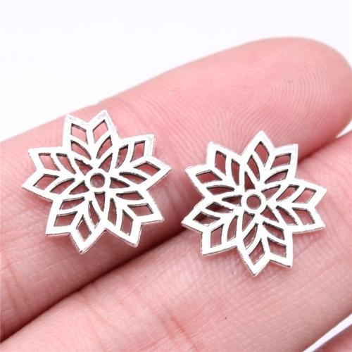 Zinc Alloy Hollow Pendants, Snowflake, antique silver color plated, DIY [