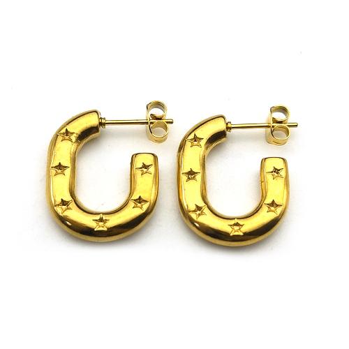 Edelstahl Stud Ohrring, 304 Edelstahl, Modeschmuck & für Frau, goldfarben, 21x17mm, verkauft von Paar