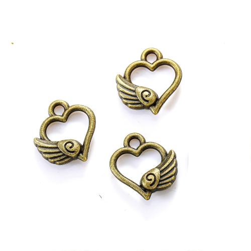 Wing Shaped Zinc Alloy Pendants, Heart, plated, DIY Approx [