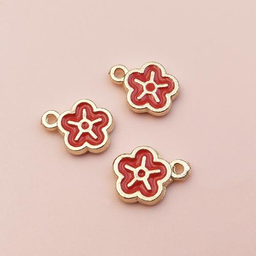 Zinc Alloy Enamel Pendants, Flower, plated, DIY [