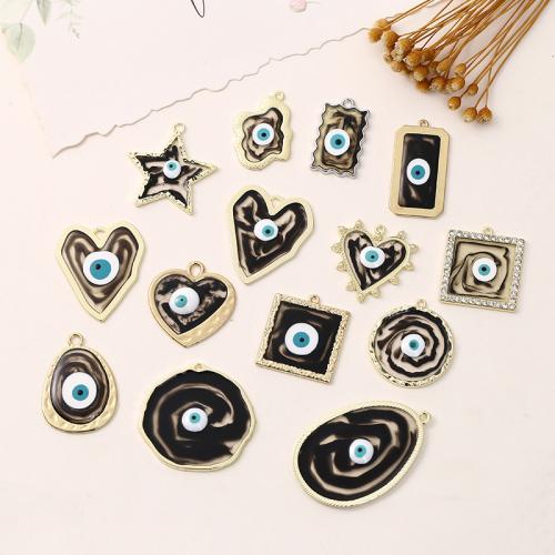 Zinc Alloy Evil Eye Pendant, plated, DIY & enamel & with rhinestone 