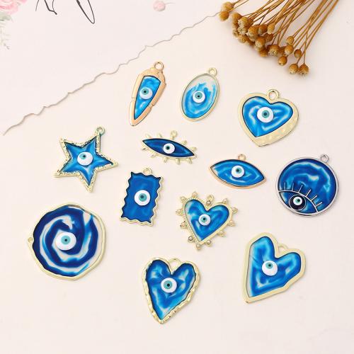 Zinc Alloy Evil Eye Pendant, plated, DIY & enamel 