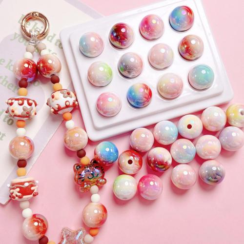 Plating Acrylic Beads, Round, DIY 16mm Approx 2.5mm [