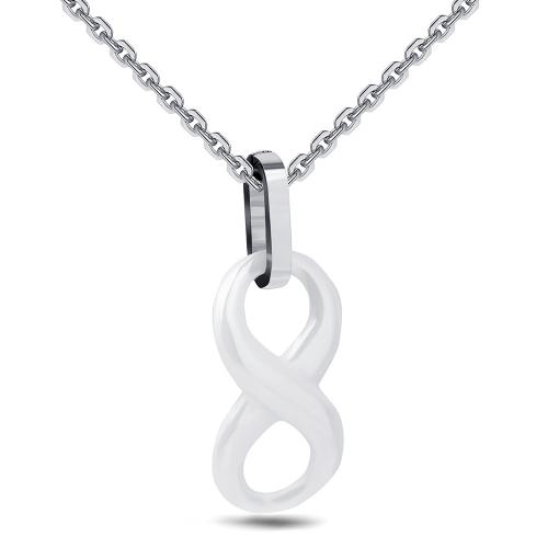 Titanium Steel Jewelry Necklace, with Porcelain, plated, for woman, white 