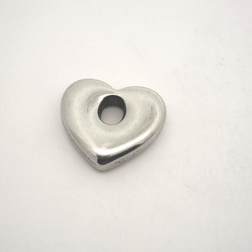 304 Stainless Steel Spacer Bead, Heart, DIY, original color 